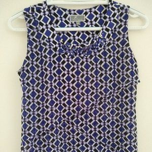JM Collection purple black white Petite PP jeweled silky sleeveless top blouse